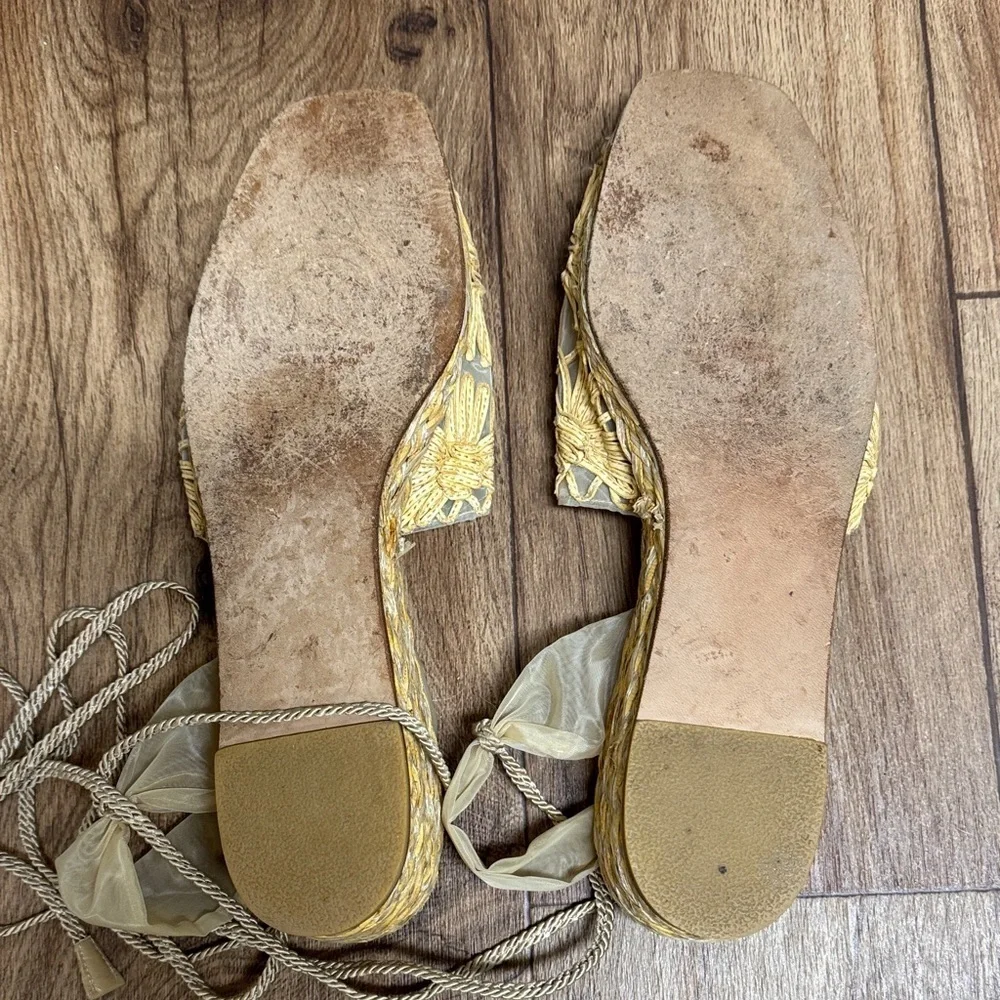 Stuart Weitzman Gold Floral Espadrilles